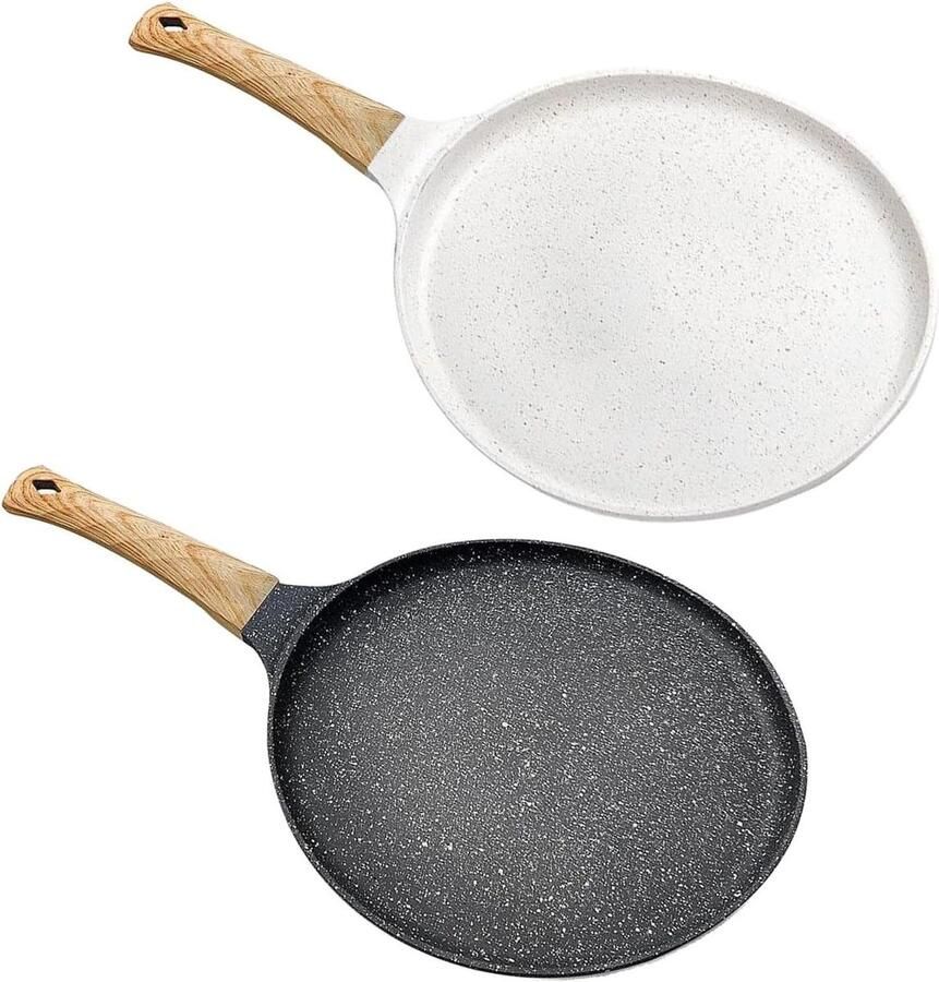 Crêpe Pan Pannenkoekenpan Grillplaat Ontbijt Bereiden Antiaanbaklaag 24 cm Zwart