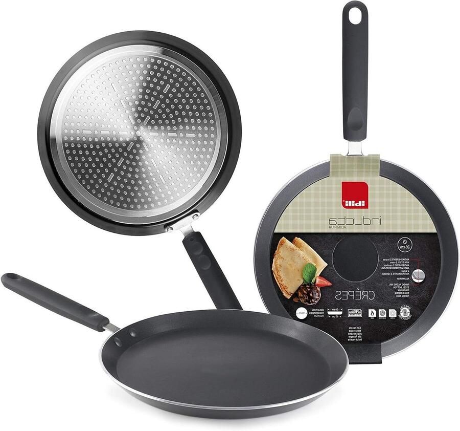 Pannenkoekenpan Crepe pan Ontbijt maken Inductiegeschikt 28 cm Zwart
