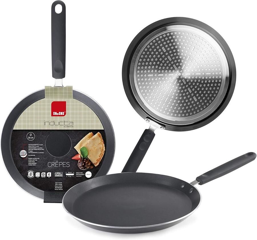 Pannenkoekenpan Crepe pan Pannenkoeken Bakken Twee Non-stick Lagen 28 cm Zwart