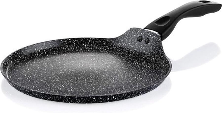 Pannenkoekenpan Crêpe pan Tawa Ontbijt maken Antiaanbaklaag 28 cm diameter Zwart marmer