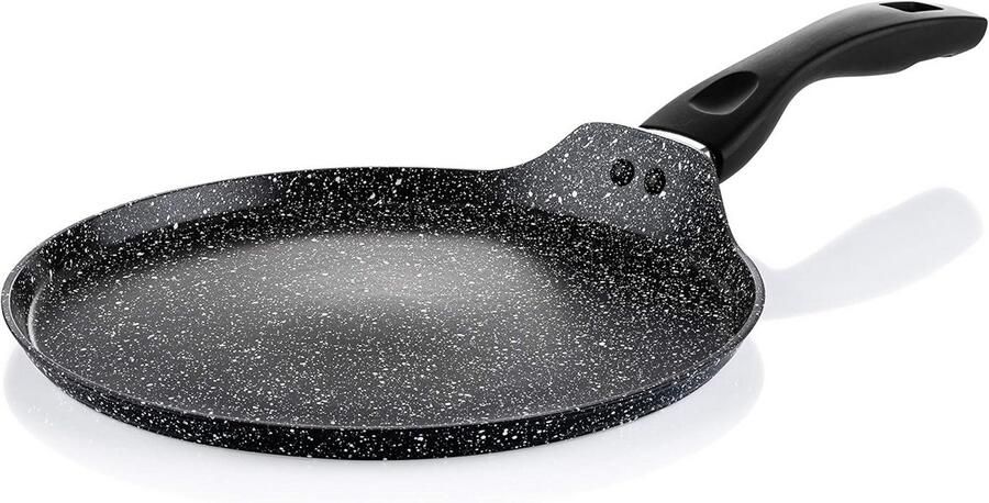 Pannenkoekenpan Crêpe pan Tawa Ontbijt maken Antiaanbaklaag 28 cm diameter Zwart marmer