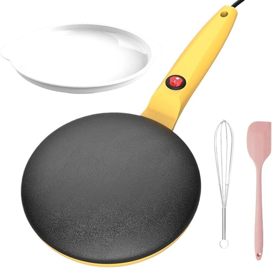 Pannenkoekenpan Crêpemaker Elektrisch Snel Pannenkoeken Bakken Automatische Temperatuurregeling 20 cm Geel