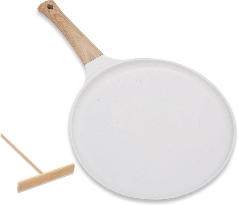 Crêpepan Pannenkoekenpan Omeletpan Lekker Ontbijten Antiaanbaklaag 24 cm Wit
