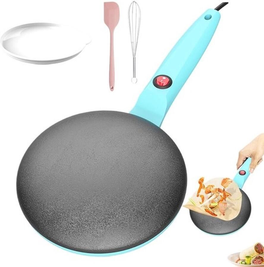 Pannenkoekenpan Crêpemaker Snelle Pannenkoeken Automatische Temperatuur 22cm Diameter Blauw