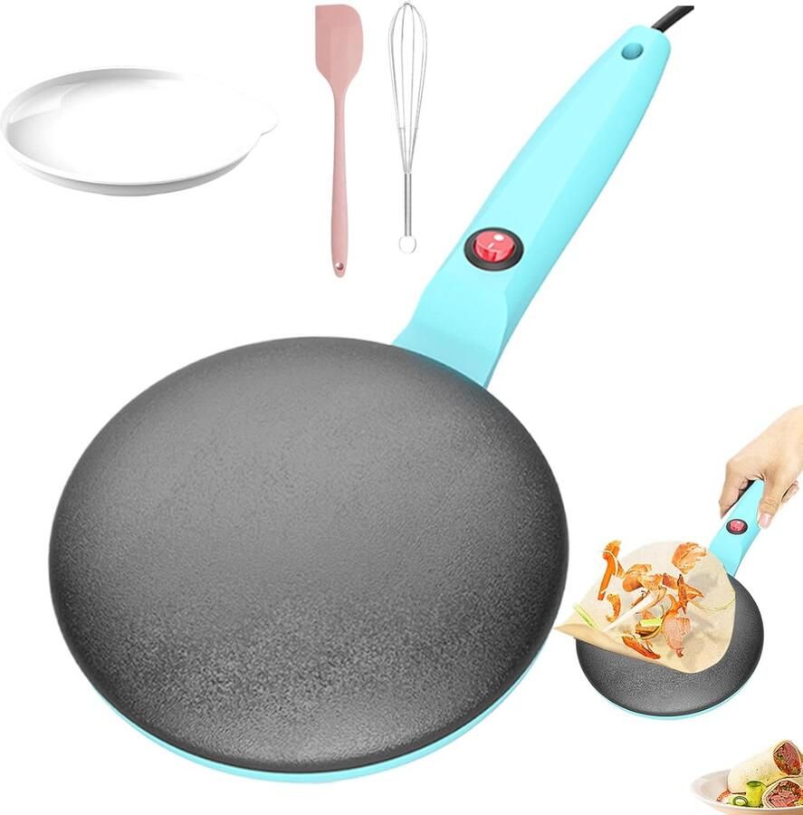 Pannenkoekenpan Crêpemaker Snelle Pannenkoeken Automatische Temperatuur 22cm Diameter Blauw