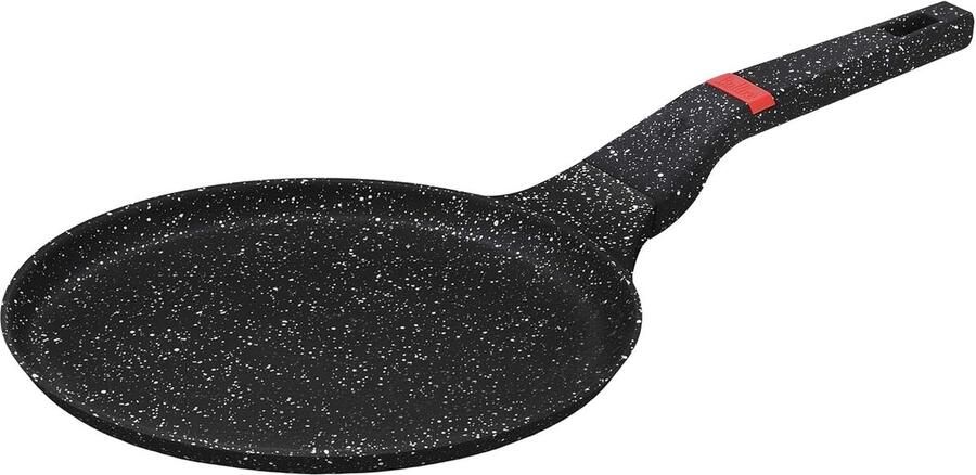 Pannenkoekenpan Crêpepan Aluminium Licht Bakken Steen Marmer Coating 24 cm Diameter Zwart