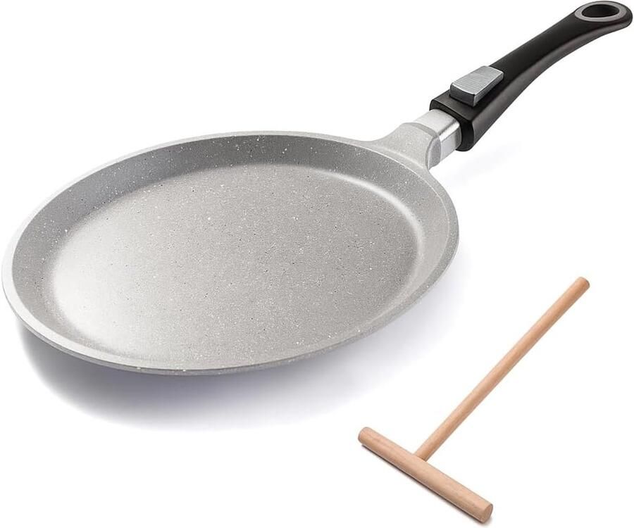 Pannenkoekenpan Crêpepan Koekenpan Gezond Bakken Echte Steen Deeltjes 24 cm Zwart