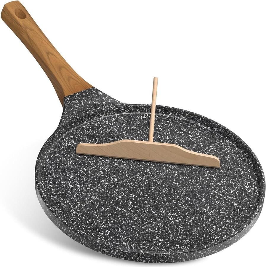 Pannenkoekenpan Crepepan Koekenpan Ontbijt Maken Lage Rand 26 cm Zwart