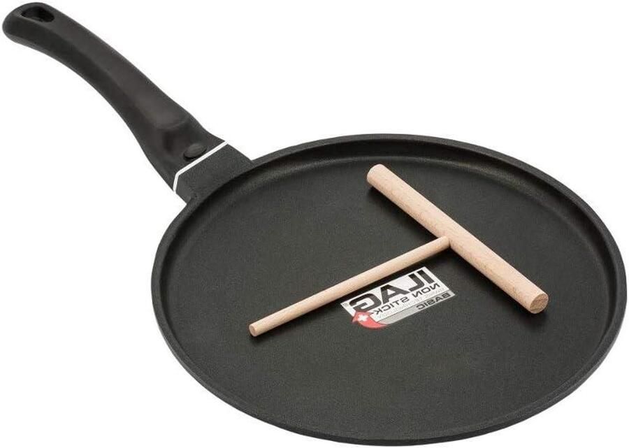 Pannenkoekenpan Crêpepan Lekker Ontbijten Gegoten Aluminium 26 cm Zwart