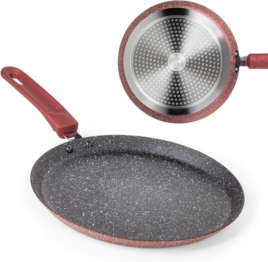 Pannenkoekenpan Crêpepan Koekenpan Pannenkoeken Bakken Minerale Antiaanbaklaag 25 cm Zwart