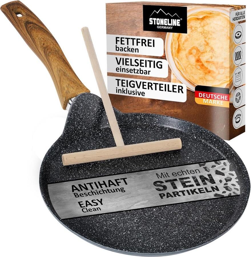 Pannenkoekenpan Crêpepan Lekkere Pannenkoeken Maken Krasbestendige Antiaanbaklaag 25 cm Zwart