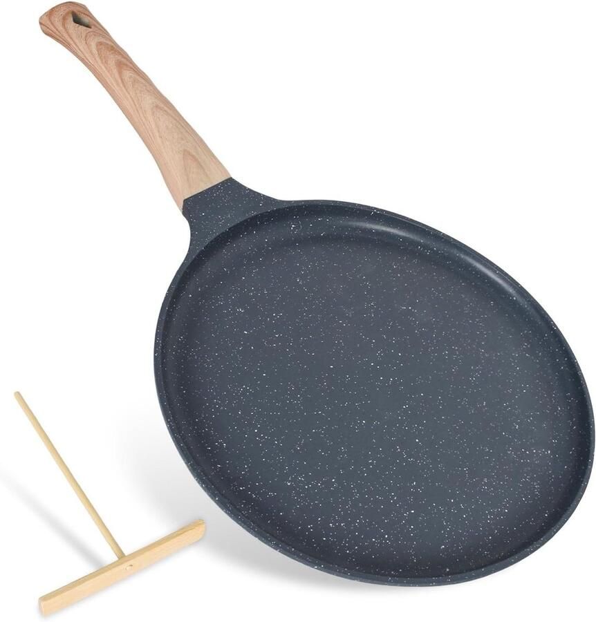 Pannenkoekenpan Crêpepan Omeletpan Lekkere Pannenkoeken Bakken Antiaanbaklaag 28 cm Zwart