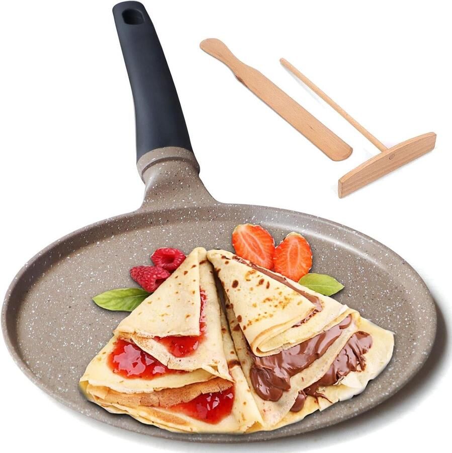 Pannenkoekenpan Crepepan Omeletpan Ontbijt Bakken Non-stick Coating 28 cm Bruin