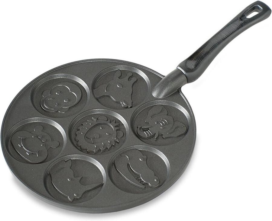 Pannenkoekenpan Koekenpan Leuke pannenkoeken bakken 7 dierenvormen tegelijk 267 cm Zwart