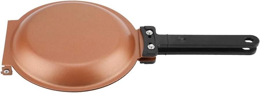 Pannenkoekenpan Dubbelzijdig Omdraaipan Koekenpan Ontbijt Maken Dubbelzijdig Flip-ontwerp 19 cm Diameter Goud