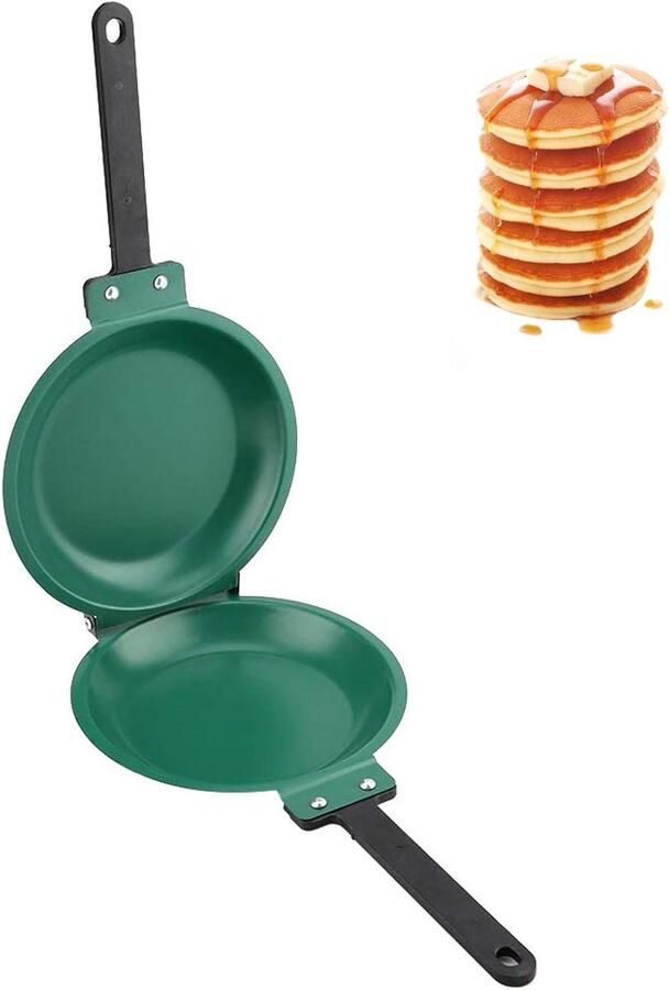 Pannenkoekenpan Dubbelzijdig Omeletpan Frittata Ontbijt Maken Opvouwbaar Klapontwerp 19.3 cm Diameter Groen