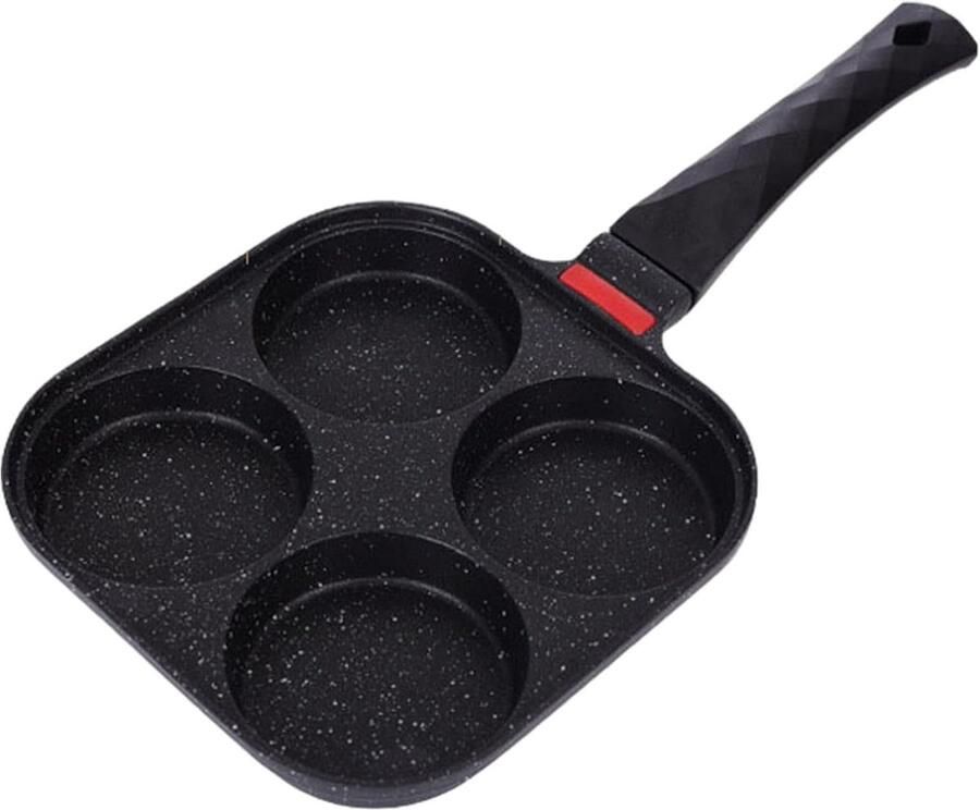 Pannenkoekenpan Eierpan Ontbijt Maken 4 Gaten Ontwerp 19 cm Zwart