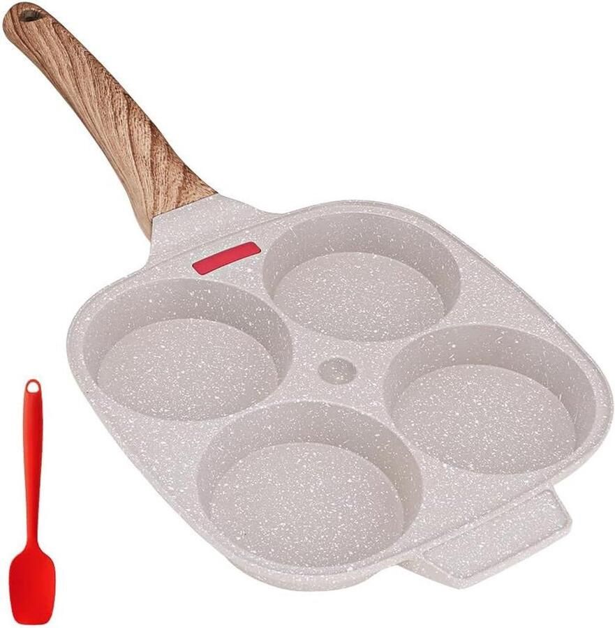 Pannenkoekenpan Eierpocheerder Omeletpan Bakplaat Ontbijt Maken Vier Kookgaten 17 x 185 cm Wit