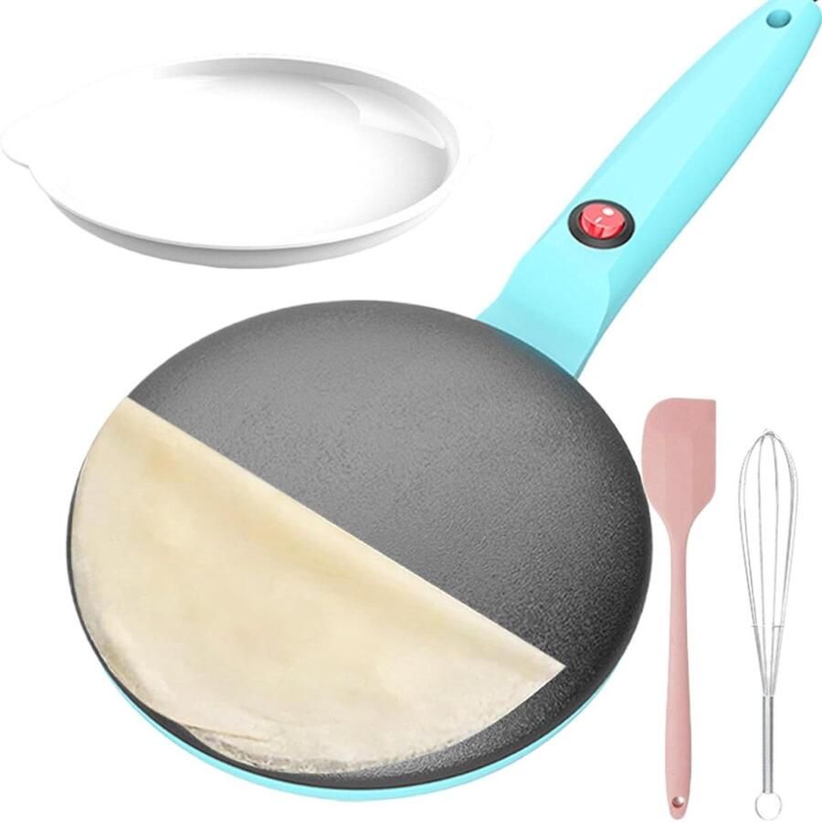 Pannenkoekenpan Elektrisch Crêpe Maker Snelle Maaltijden Maken Automatische Temperatuurregeling 20 cm Diameter Blauw