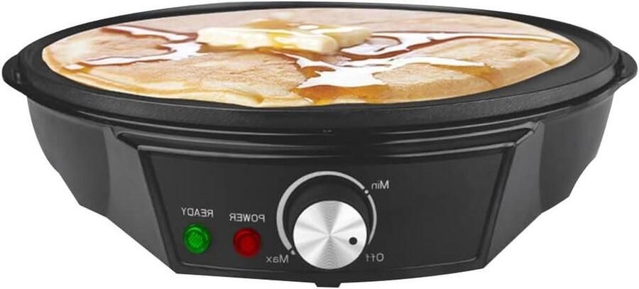 Pannenkoekenpan Elektrisch Crepes Maker Lekkere Pannenkoeken Bakken Antiaanbaklaag 30 cm Diameter Zwart