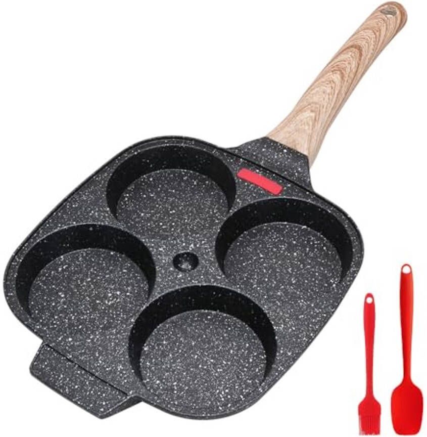 Pannenkoekenpan en Eierpocheerpannen met 4 Cups Aluminium Koekenpan Voor Inductie en Alle Keukens
