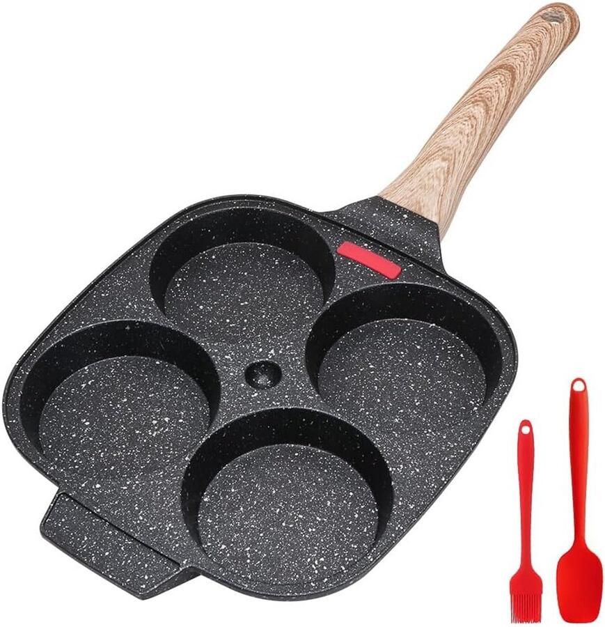 Pannenkoekenpan en Eierpocheerpannen met 4 Cups Aluminium Koekenpan Voor Inductie en Alle Keukens