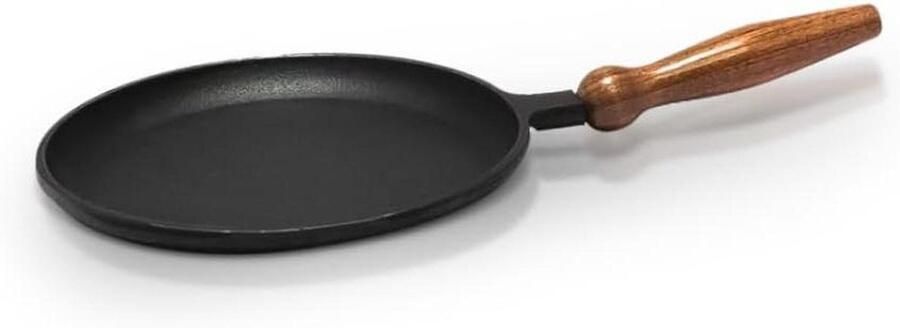 Pannenkoekenpan Gietijzer Crêpepan Koekenpan Lekker Koken Ovenbestendig Afneembaar Handvat 24 cm Diameter Zwart