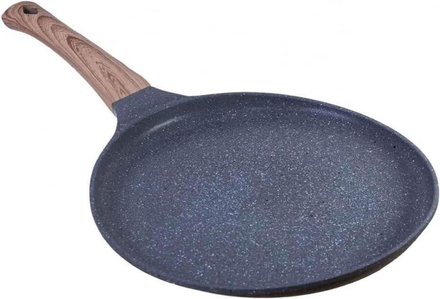 Pannenkoekenpan Gietijzer Koekenpan Ontbijt Bakken Hittebestendig Houten Handvat 28 cm Zwart