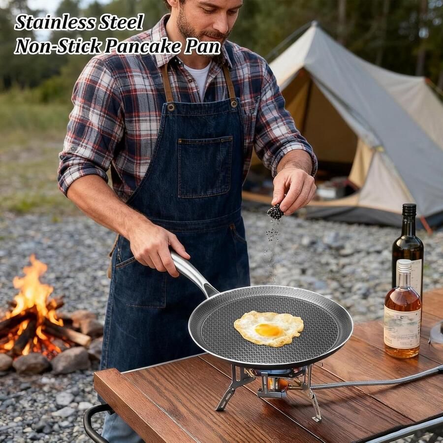 Pannenkoekenpan Grillpan Koekenpan Ontbijt Bereiden Klassieke Honingraatstructuur 24 cm Zilver