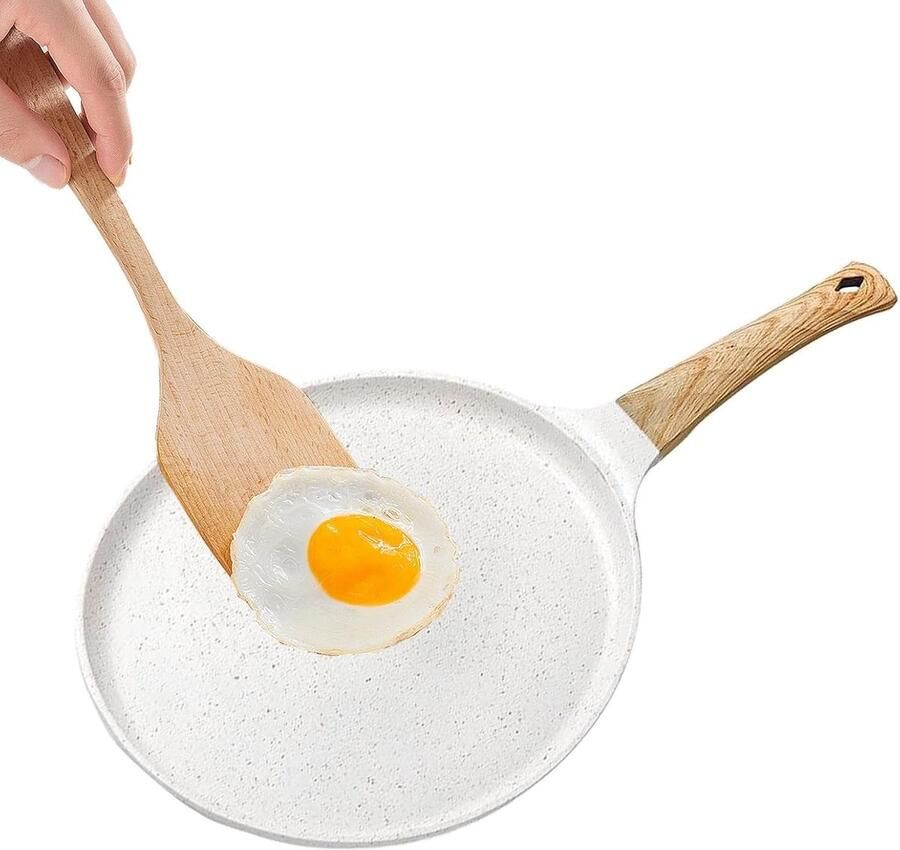 Pannenkoekenpan Inductie Koekenpan Ontbijt Bakken Antiaanbaklaag 24 cm Wit