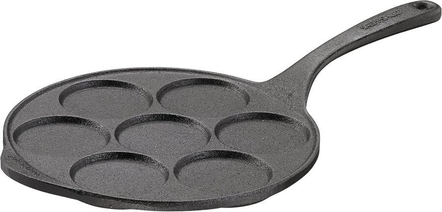 Pannenkoekenpan Kleine pannenkoeken Ontbijt maken Gietijzeren handvat 23 cm Zwart