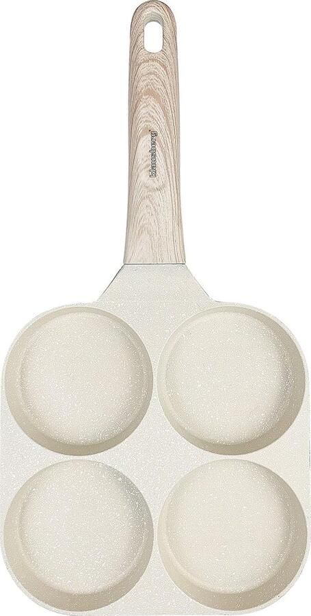 Pannenkoekenpan Koekenpan 4-in-1 Ontbijt Maken Marmeren Coating 18 cm Beige