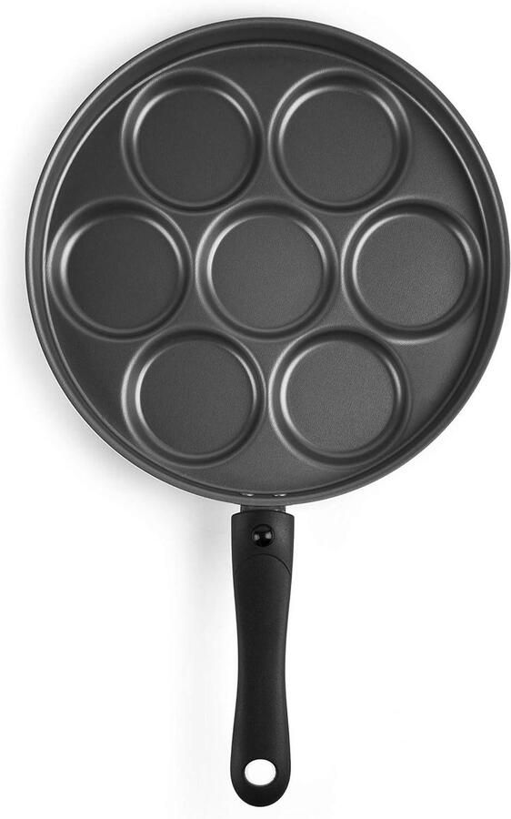 Pannenkoekenpan Koekenpan 7 vakken Ontbijt maken Afneembare handgreep 28 cm Zwart