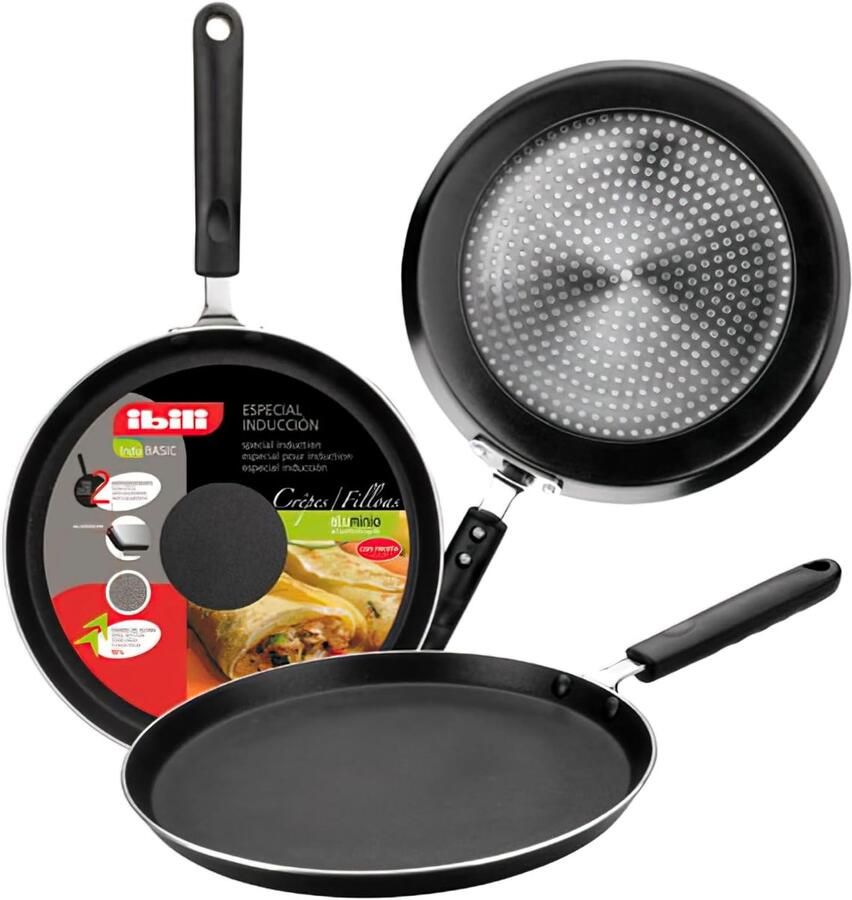 Pannenkoekenpan Koekenpan Crêpepan Pannenkoeken Bakken Dubbele Antiaanbaklaag 28 cm Zwart