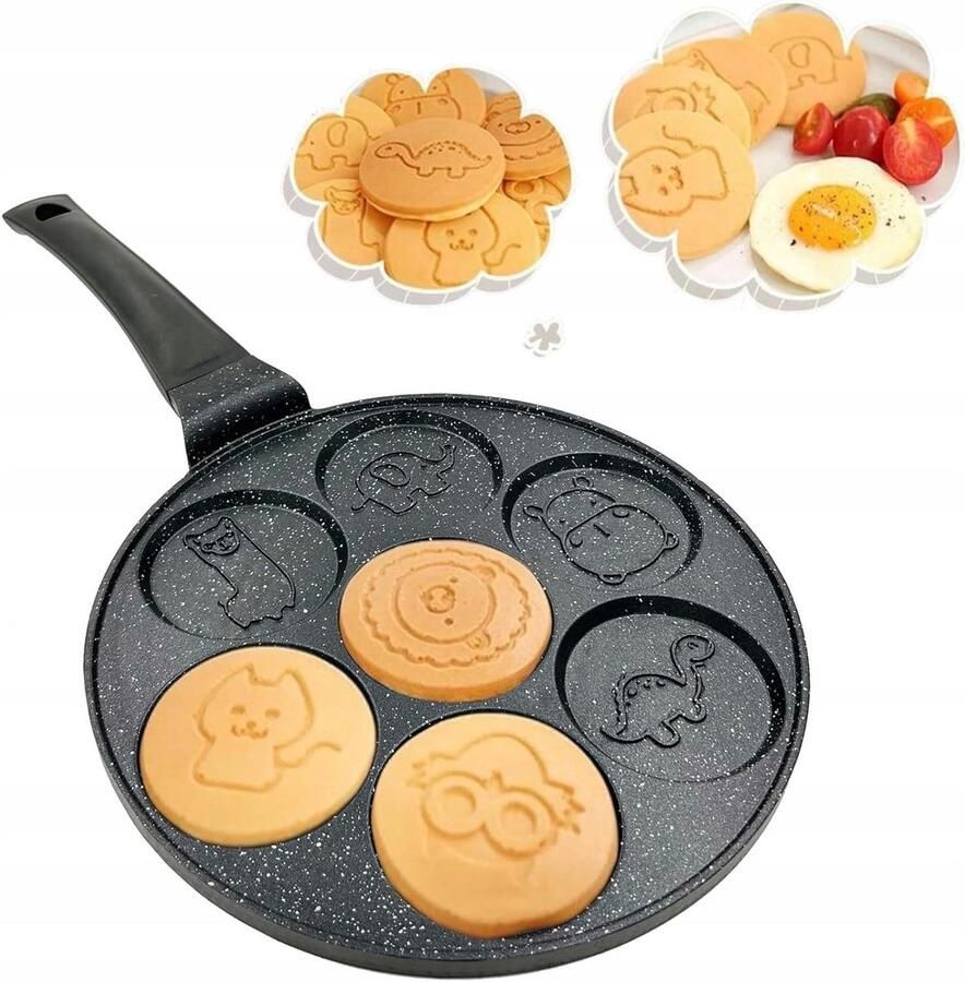 Pannenkoekenpan Koekenpan Grillpan Dierenkoekjes Bakken Granietcoating Ø 26 cm Zwart