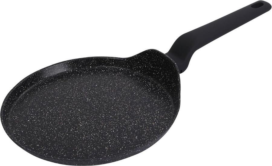 Pannenkoekenpan Koekenpan Lekkere Pannenkoeken Bakken Krasbestendige Marmercoating 24 cm Zwart
