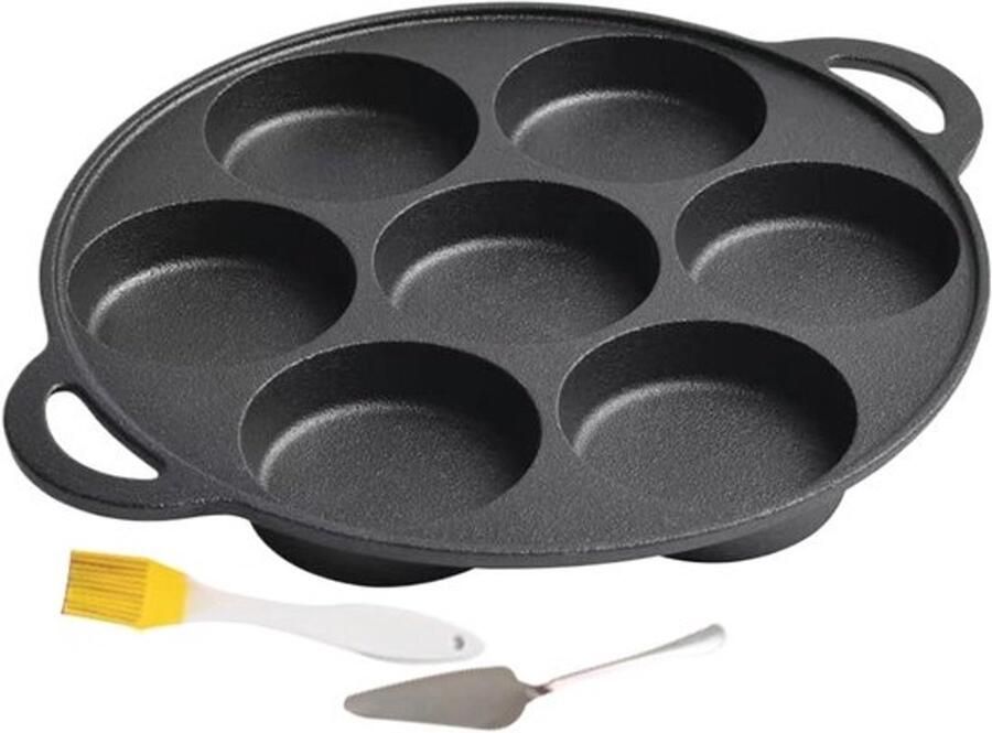 Pannenkoekenpan Koekenpan Meerdere Pannenkoeken Bakken 7-Gaats Ontwerp 309 x 309 cm Zwart