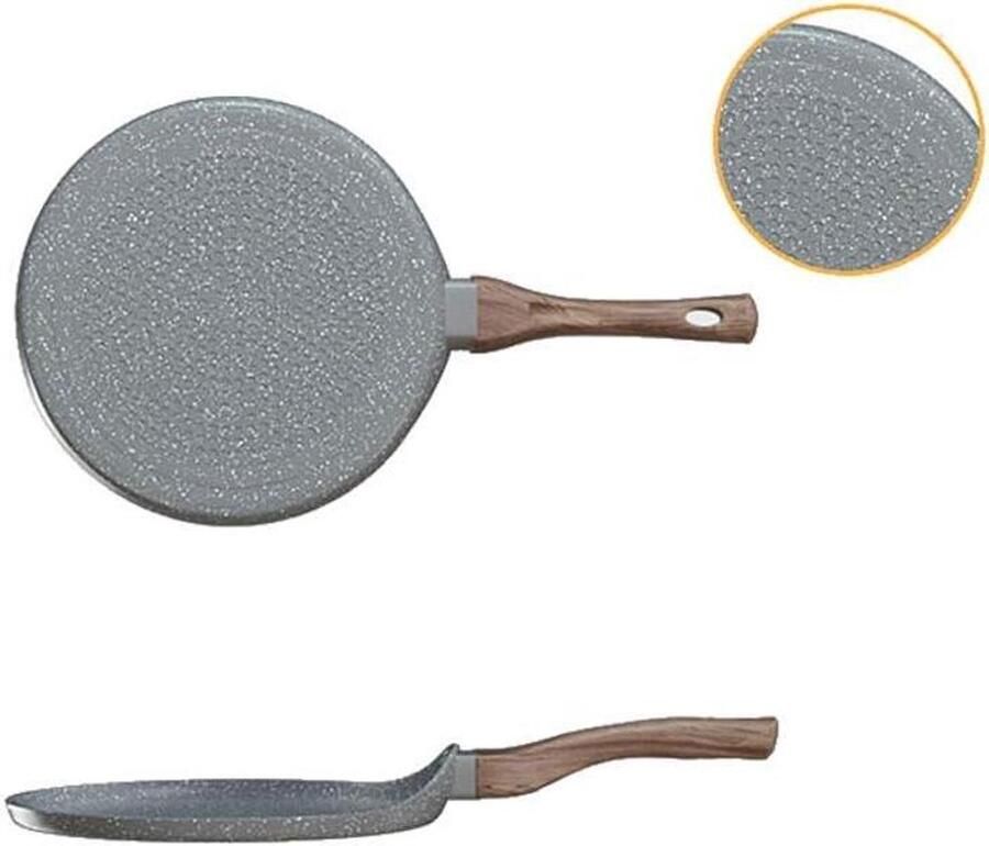 Pannenkoekenpan Koekenpan Omeletpan Lekker Koken Antiaanbaklaag Graniet 18 cm Grijs