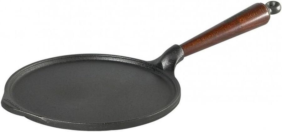 Pannenkoekenpan Koekenpan Pannenkoeken Bakken Gietijzer Met Hout 23 cm Zwart