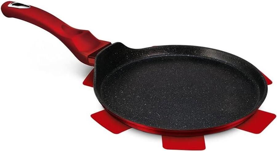 Pannenkoekenpan Koekenpan Pladijspannen Lekkere Pannenkoeken Bakken Energiezuinige Turbo Inductie 28 cm Diameter Bordeauxrood