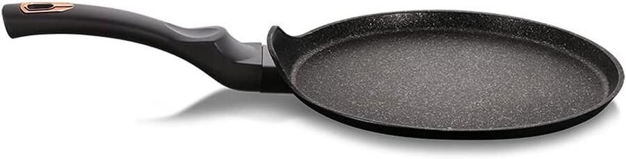 Pannenkoekenpan Koekenpan Platterond Pannenkoeken Bakken 3-laags Marmercoating 25 cm Zwart Rosegoud