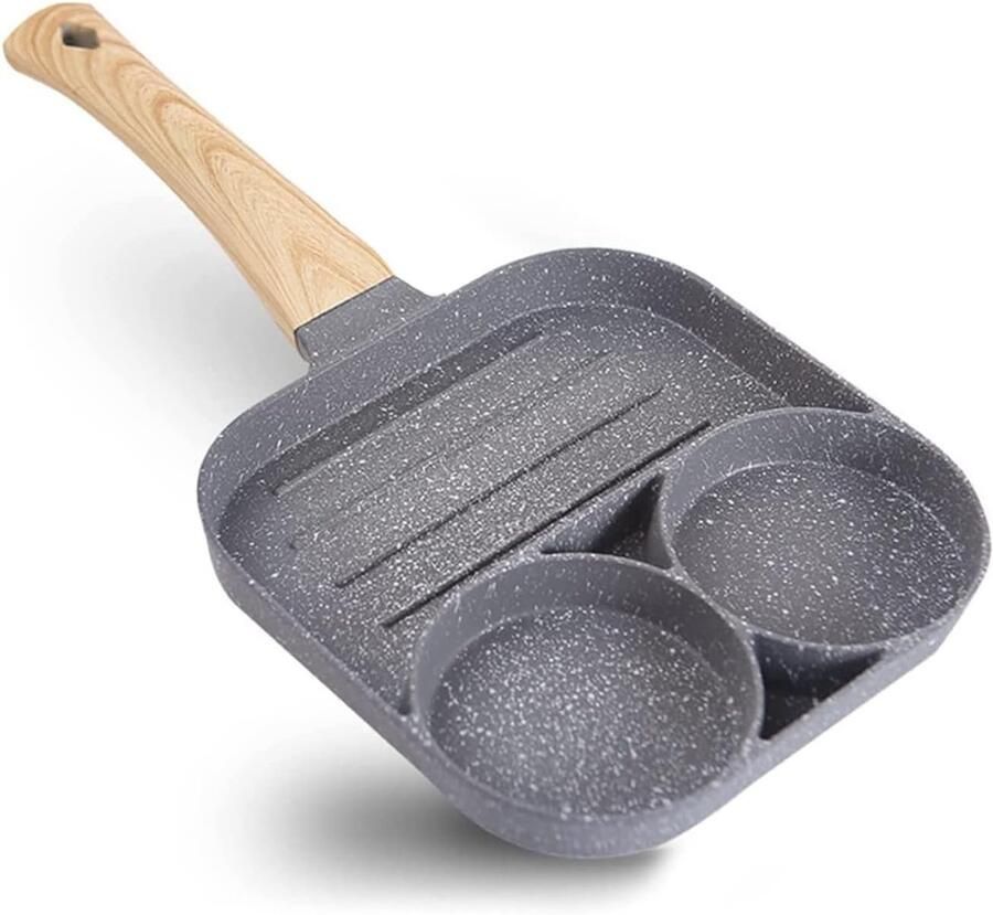 Pannenkoekenpan met 2 gaten Omeletpan Koekenpan Ontbijt Bakken Verwarmt Gelijkmatig N.v.t. Zwart