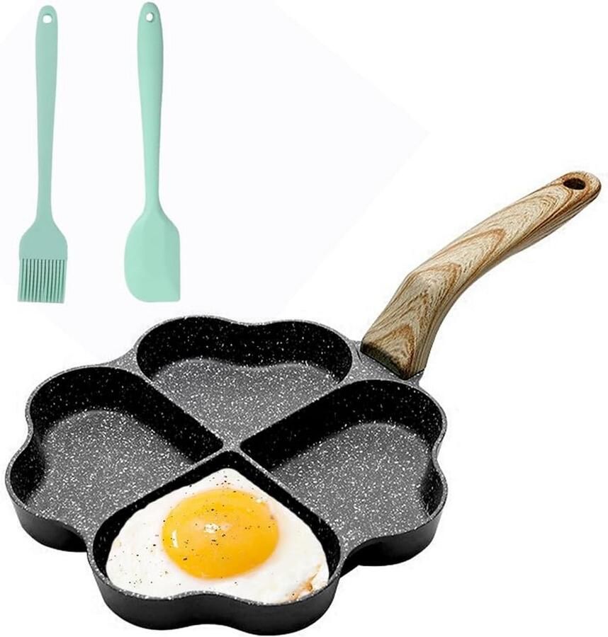 Pannenkoekenpan met 4 Gaten Hartvorm voor Pannenkoeken Eieren en Burgers