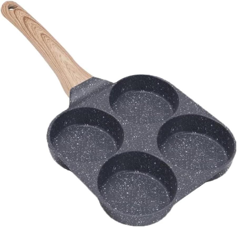 Pannenkoekenpan met 4 Gaten Omelet Pan Ei Bakpan Ontbijt Bereiden Antiaanbaklaag Medische Steen