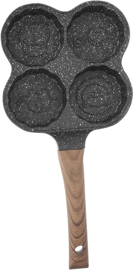Pannenkoekenpan met 4 Gaten Ontbijtpan Koekenpan Ontbijt Maken Antiaanbaklaag 40 x 20 cm Zwart