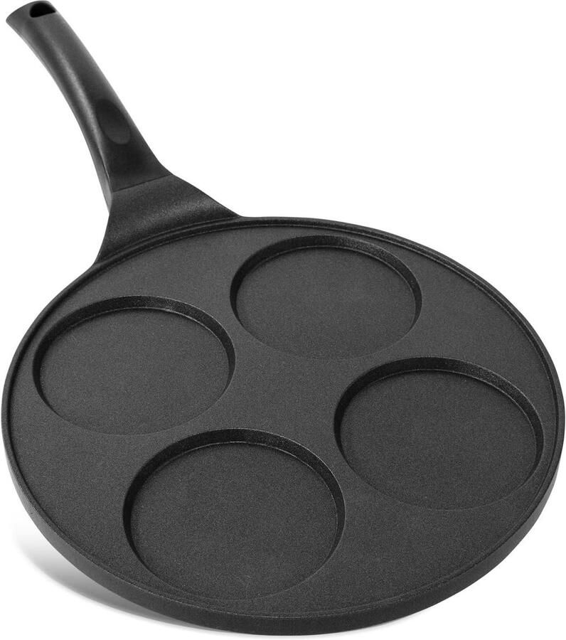 Pannenkoekenpan met 4 gaten Spiegelei pan Ontbijt maken Gelijkmatige warmteverdeling 265 cm Zwart