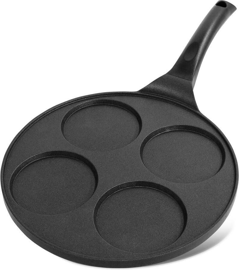 Pannenkoekenpan met 4 gaten Spiegelei pan Ontbijt maken Gelijkmatige warmteverdeling 265 cm Zwart