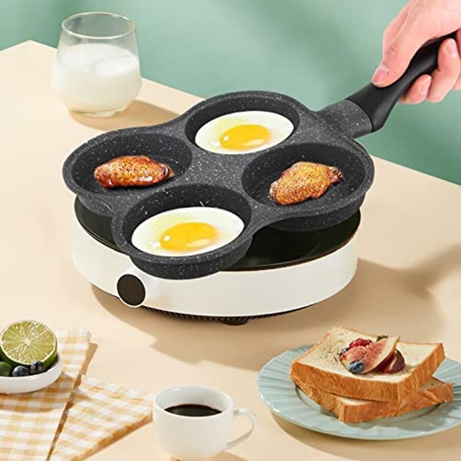 Pannenkoekenpan met 4 gaten voor inductie anti-aanbak pannenkoekenpan voor elektrisch fornuis