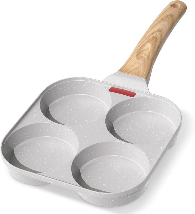 Pannenkoekenpan 4 gaten Koekenpan ontbijt Gelijk bakken Anti-aanbaklaag 19 cm diameter Zwart