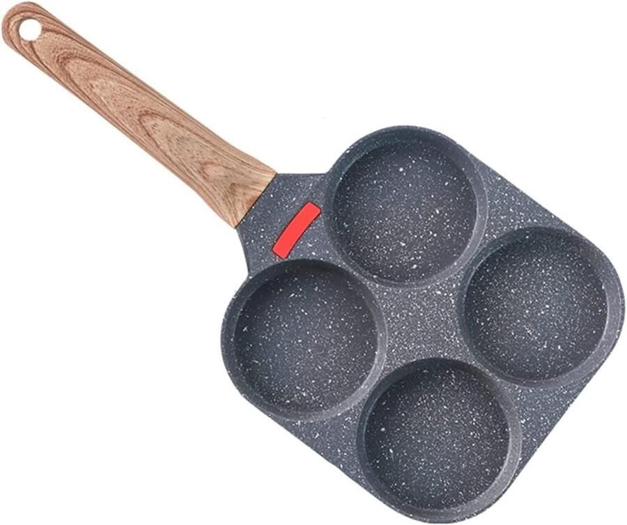 Pannenkoekenpan met 4 holtes Eierpan Koekenpan Ontbijt Bakken Antiaanbaklaag Niet gespecificeerd Zwart